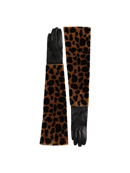Rękawiczki Dolce And Gabbana skórzane brązowe