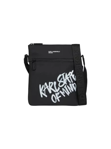 KARL LAGERFELD JEANS Geantă de umăr Karl Quote negru alb
