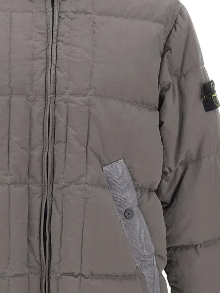 Palton Stone Island cu glugă cu strasuri gri