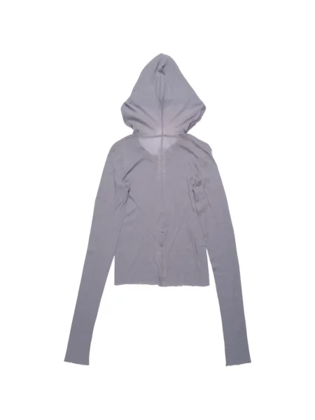 Decupat tricou Rick Owens cu glugă gri
