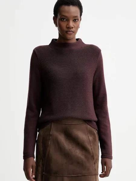 Sweter z dzianiny o kroju regular fit z czystej bawełny Marc O'polo brązowy