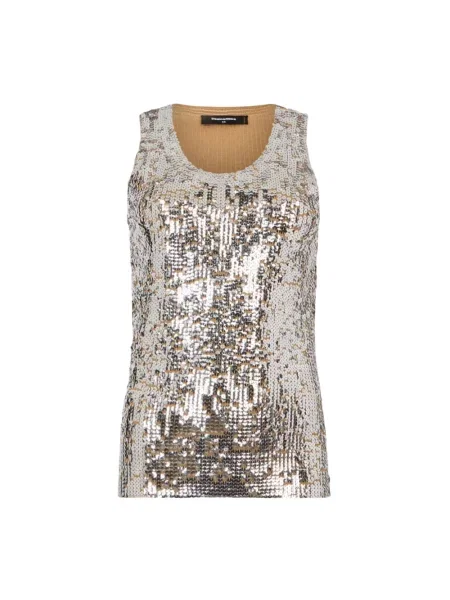 Top Dsquared2 z cekinami beżowy