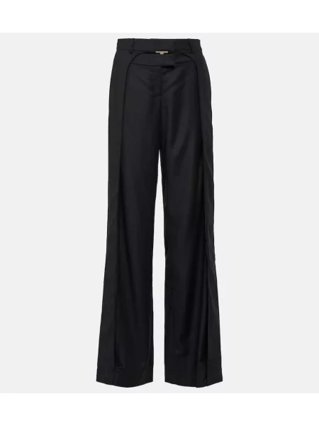 Pantaloni Aya Muse cu talie joasă de lână negru