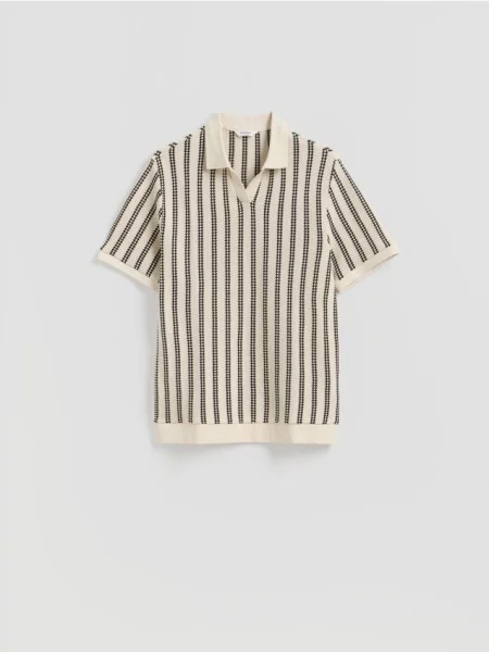 Reserved Ažúrové polo tričko béžová