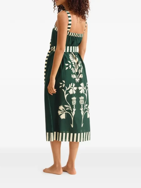 Rochie midi Eres cu dungi cu imagine până la genunchi verde