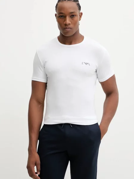 Домашна тениска Emporio Armani Underwear 2 броя с принт бяло