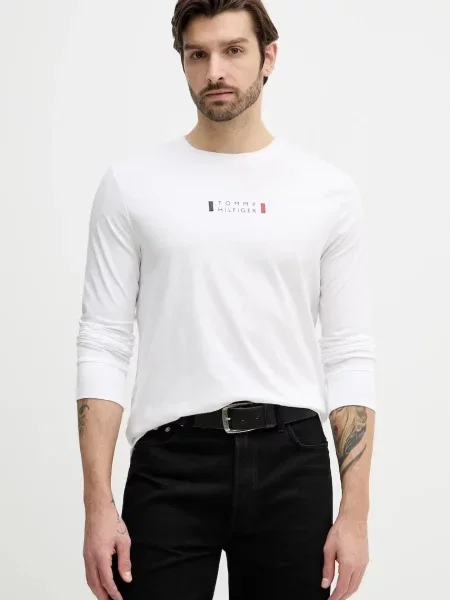 Μπλούζα με μακριά μανίκια Tommy Hilfiger λευκό