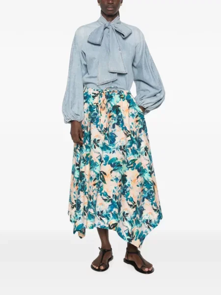 Fustă midi Ulla Johnson cu model floral cu imagine albastru