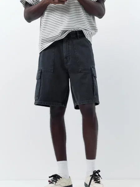 Pull&Bear Pantaloni eleganți denim negru