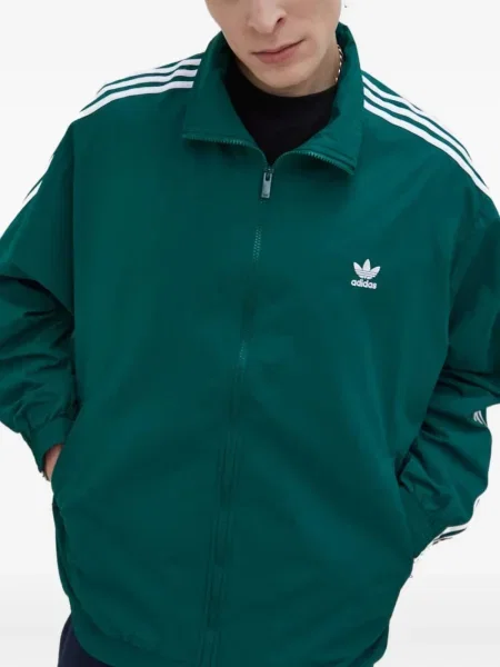 Geacă Adidas cu șireturi cu dungi cu platformă alb