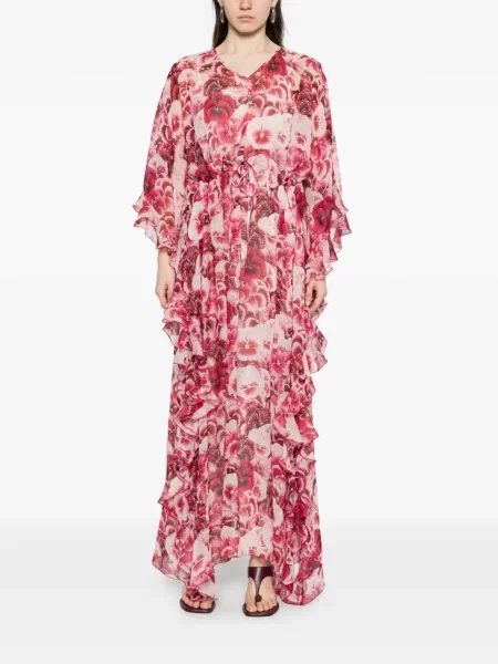 Gėlėtas kostiumas maksi maxi suknele Giambattista Valli rožinė