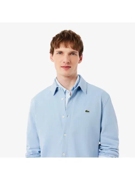 Lacoste Koszula Slim Fit Z Bawełnianej Piki niebieski