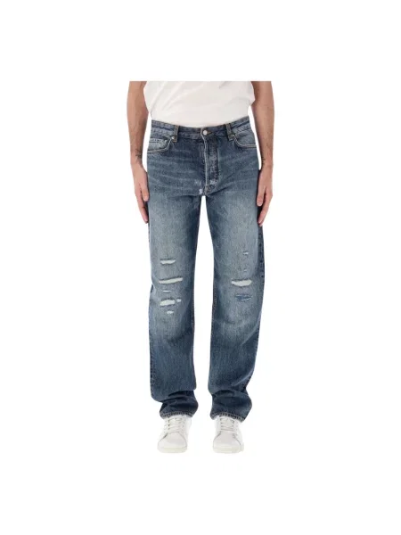Jeansy straight leg Emporio Armani niebieskie