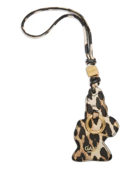 Privjesak Ganni s leopard uzorkom smeđa