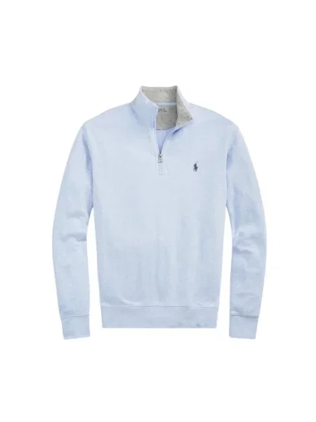 Polo Ralph Lauren Swetry Mężczyzna Miękki golf z krótkim zamkiem niebieski