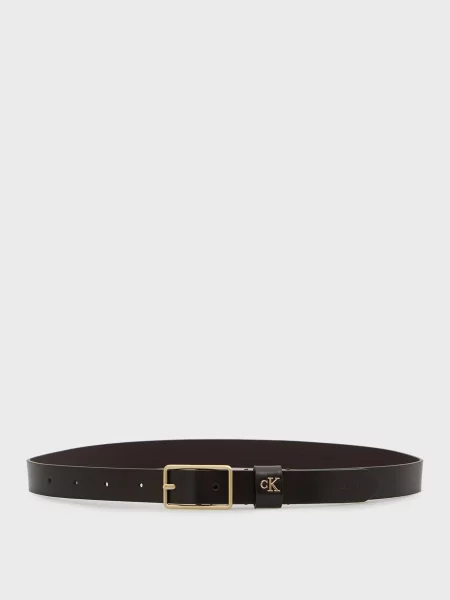Шкіряний ремінь Calvin Klein з пряжкою коричневий