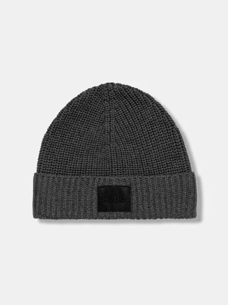 Шерстяной шарф Hugo серый