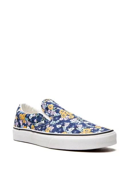 Gėlėtos slip on klasikinės sportbačiai Vans mėlyna
