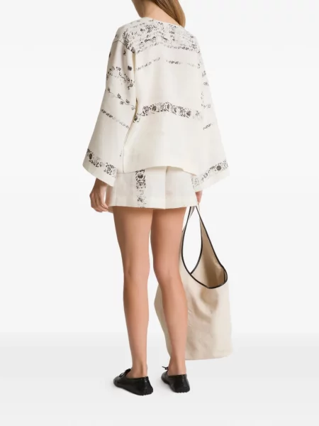 Bluzka Alberta Ferretti w kwiatki z dekoltem w serek biała