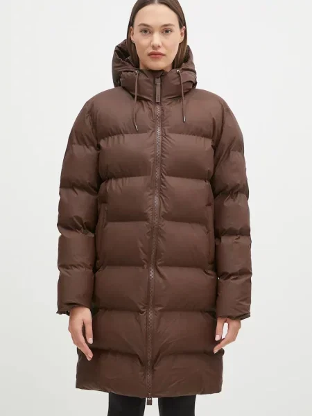 Rains geacă de ploaie Alta Longer Puffer Jacket de iarnă maro
