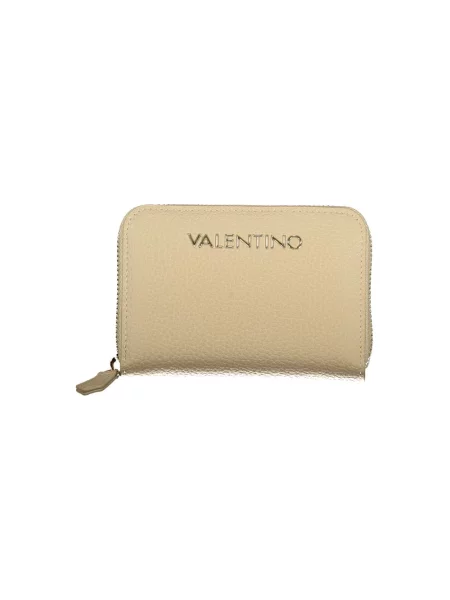 Lniany portfel Valentino Bags beżowy