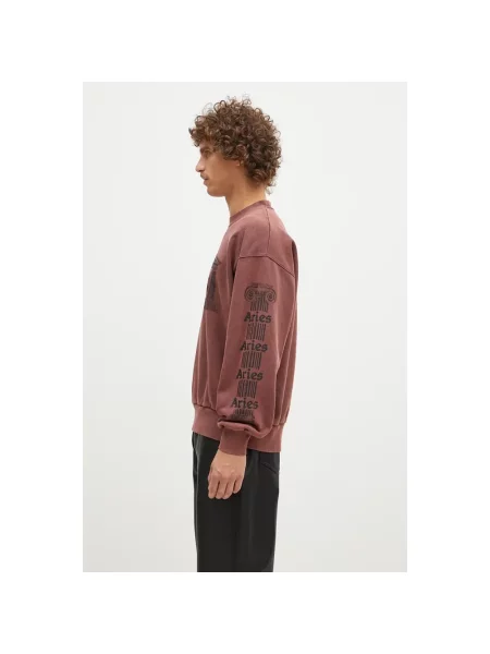 Aries bluza Aged Ancient Column Sweat brązowa