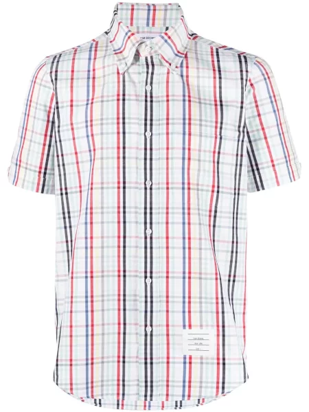 Cămașă Thom Browne în carouri scurtă alb