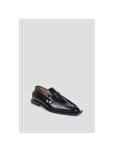 GANNI mokasyny Studs Square Toe Loafer Box na płaskim czarny