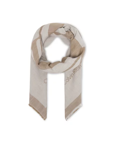 Calvin Klein Chusta Calvin Chambray Square Scarf beżowy