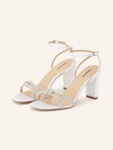 Lola Cruz Sandály Alice S Ozdobnými Kamínky / stříbrná bílá
