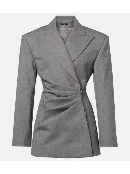 Rochie Balmain de lână drapată de costum gri