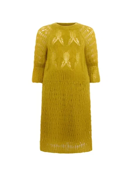 Rochie midi Alberta Ferretti tricotate galben