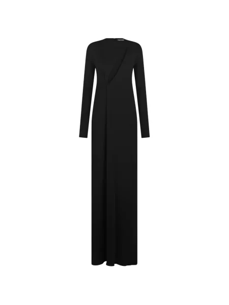 Rochie maxi Tom Ford cu decolteu în V lungă de costum negru
