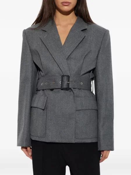 Cu centură sacou Lanvin de lână gri