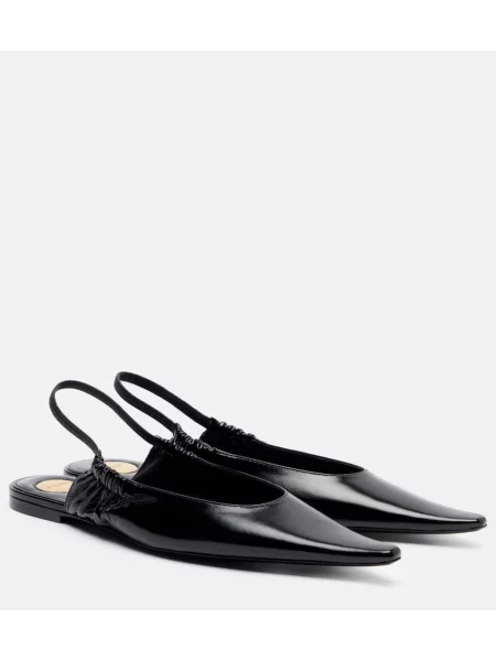 Balerini Saint Laurent din piele slingback negru