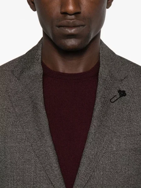 Costum Lardini de lână cu model herringbone de costum maro