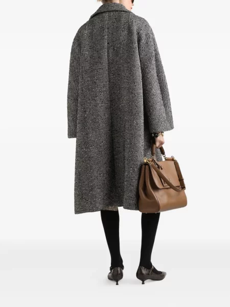 Palton Dolce & Gabbana cu model herringbone gri