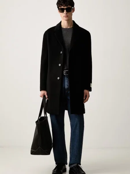 Palton Calvin Klein de lână negru
