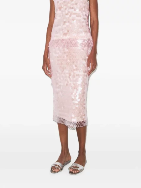 Fustă Tory Burch cu paiete plasă roz