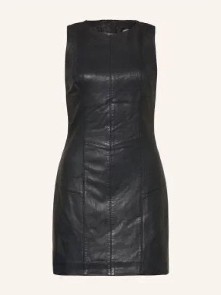Allsaints Kožené Šaty Vee černá
