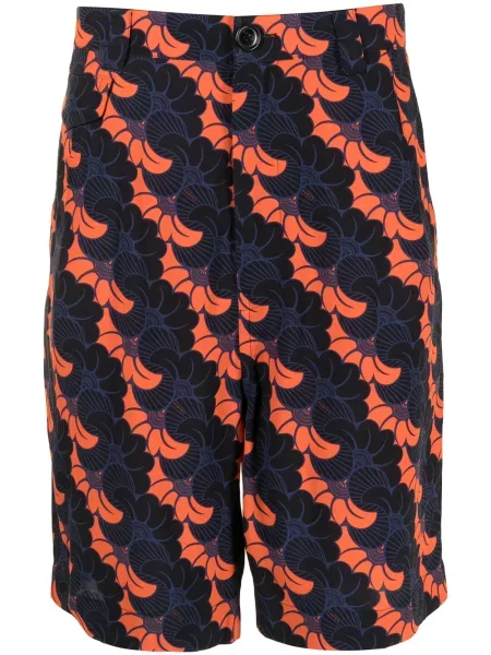 Bermudy Ports V w kwiatki z nadrukiem niebieskie