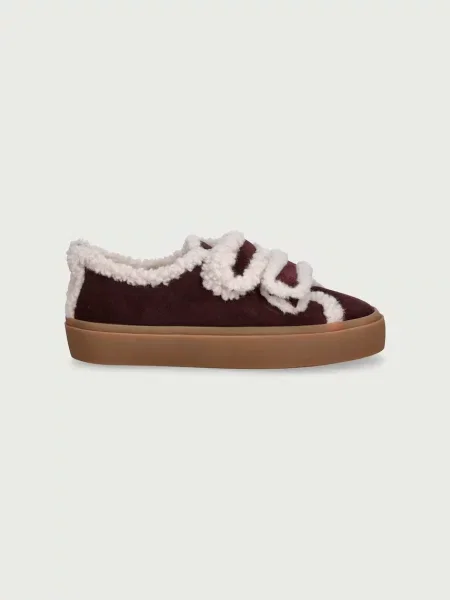Inuikii SHEARLING LOW VELCRO sneakers pentru copii din piele întoarsă maro
