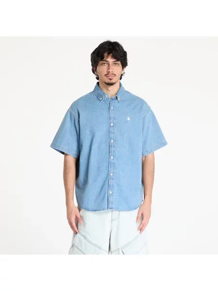 Πουκάμισα Carhartt WIP S/S Lucas Shirt UNISEX Blue Bleached S μπλε