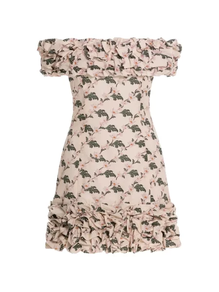Rochie mini Agua By Agua Bendita cu volane alb