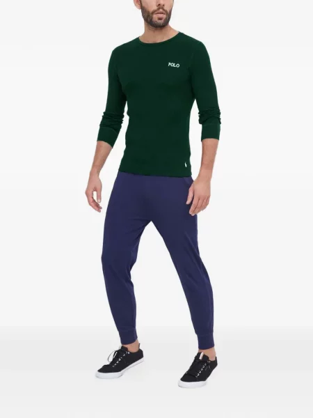 Kožené pantofle Polo Ralph Lauren s autogramem s výstřihem do v zelené
