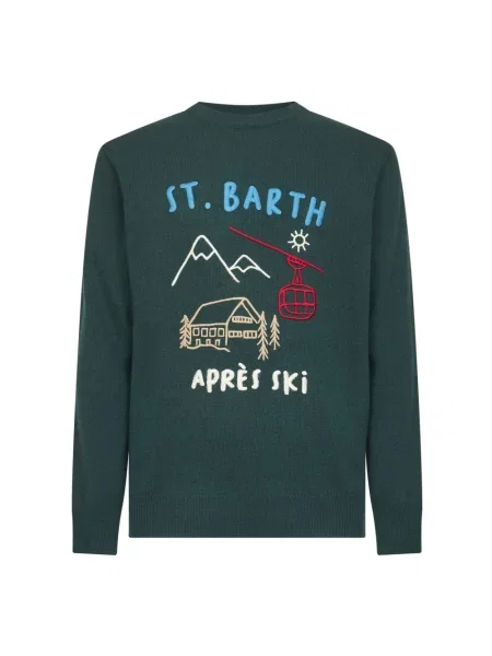 Haftowany sweter Mc2 Saint Barth z kaszmiru zielony