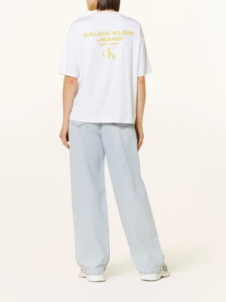 Koszulka z krótkim rękawem Calvin Klein Jeans Back Logo w kolorze biało-żółtym XS biała