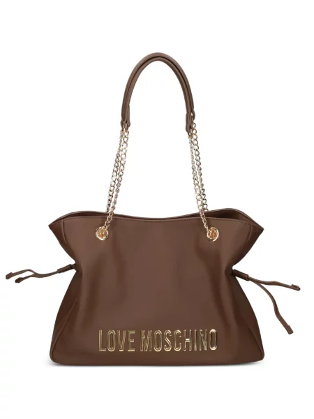 Geantă Love Moschino cu autograf maro