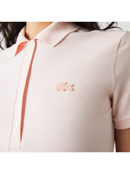 Lacoste Sukienka Polo Z Elastycznej Bawełny Piki różowa