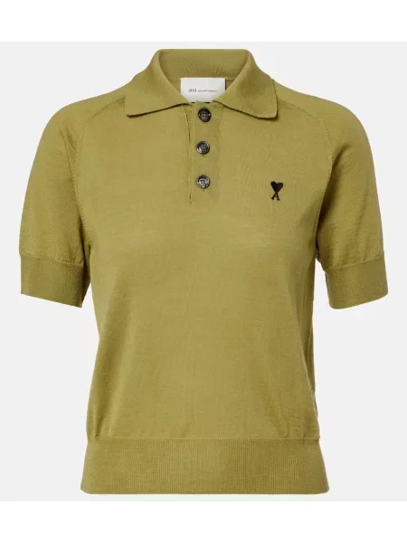 Polo Ami Paris de lână verde